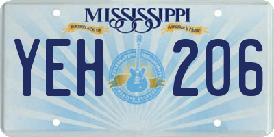 MS license plate YEH206