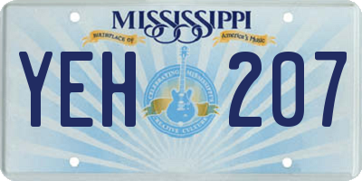 MS license plate YEH207
