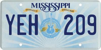 MS license plate YEH209