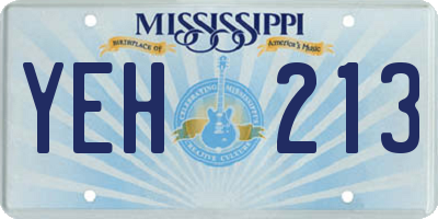 MS license plate YEH213
