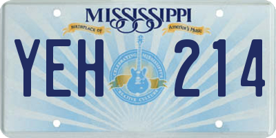 MS license plate YEH214
