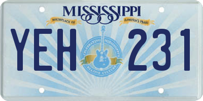 MS license plate YEH231