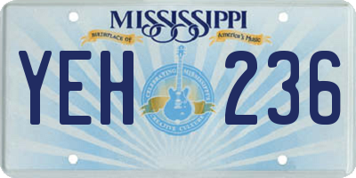 MS license plate YEH236