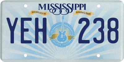 MS license plate YEH238