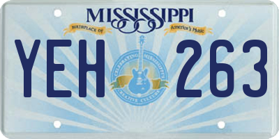 MS license plate YEH263