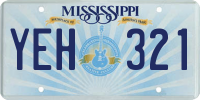 MS license plate YEH321
