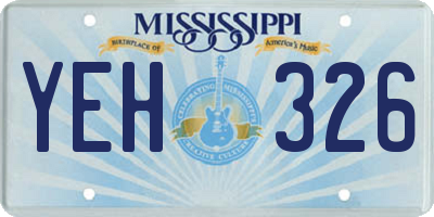 MS license plate YEH326