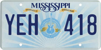 MS license plate YEH418