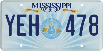 MS license plate YEH478