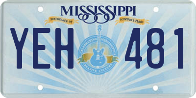 MS license plate YEH481