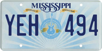 MS license plate YEH494