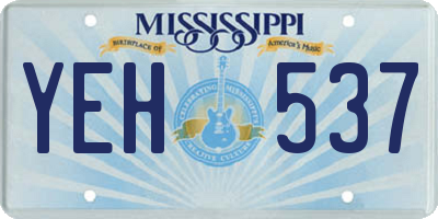 MS license plate YEH537