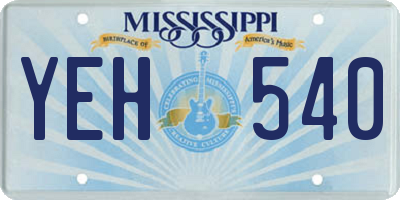 MS license plate YEH540