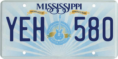 MS license plate YEH580
