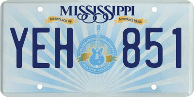 MS license plate YEH851