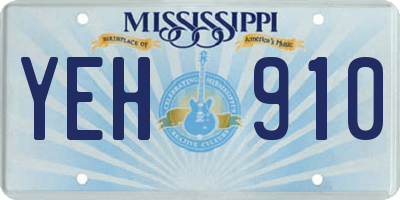 MS license plate YEH910