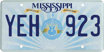 MS license plate YEH923