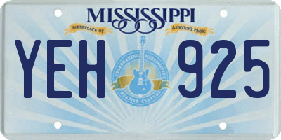 MS license plate YEH925