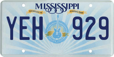 MS license plate YEH929