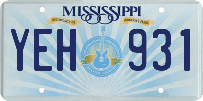 MS license plate YEH931