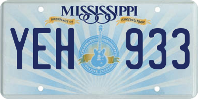 MS license plate YEH933