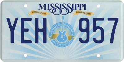 MS license plate YEH957