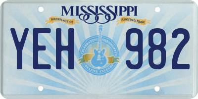 MS license plate YEH982