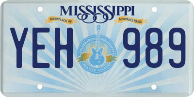 MS license plate YEH989