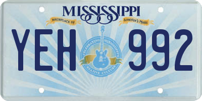 MS license plate YEH992