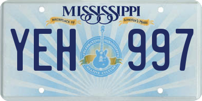 MS license plate YEH997