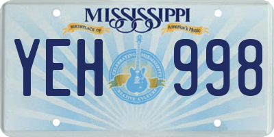 MS license plate YEH998