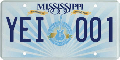 MS license plate YEI001