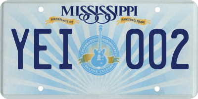 MS license plate YEI002
