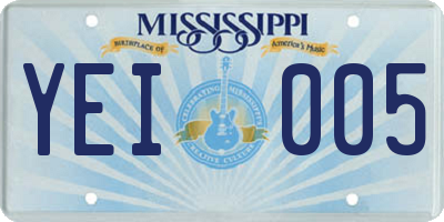 MS license plate YEI005