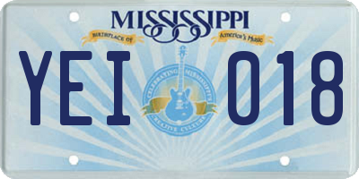 MS license plate YEI018