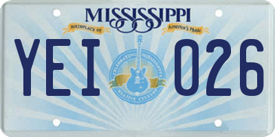 MS license plate YEI026