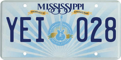 MS license plate YEI028