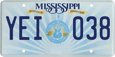MS license plate YEI038