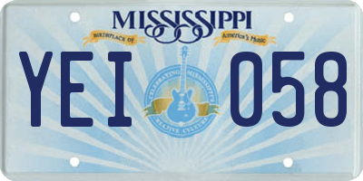 MS license plate YEI058
