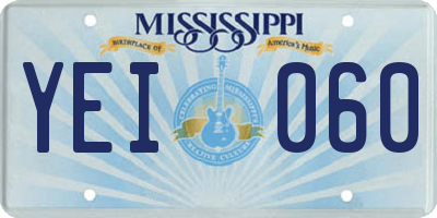 MS license plate YEI060