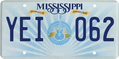 MS license plate YEI062
