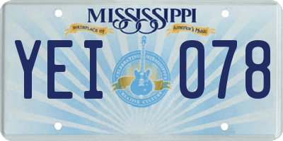 MS license plate YEI078