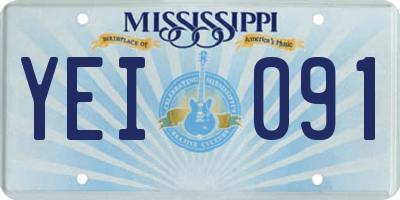 MS license plate YEI091