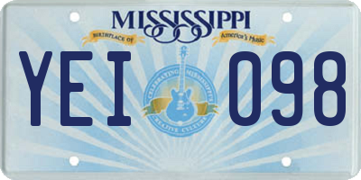 MS license plate YEI098