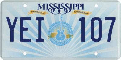MS license plate YEI107