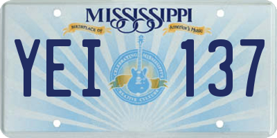 MS license plate YEI137