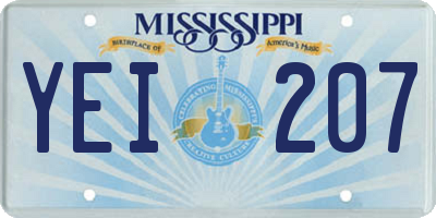 MS license plate YEI207