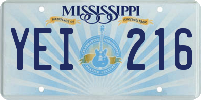 MS license plate YEI216