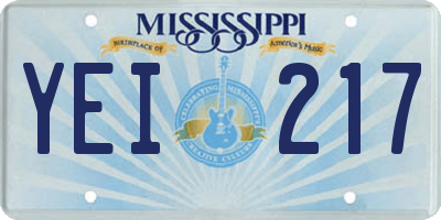 MS license plate YEI217