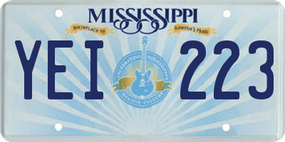 MS license plate YEI223